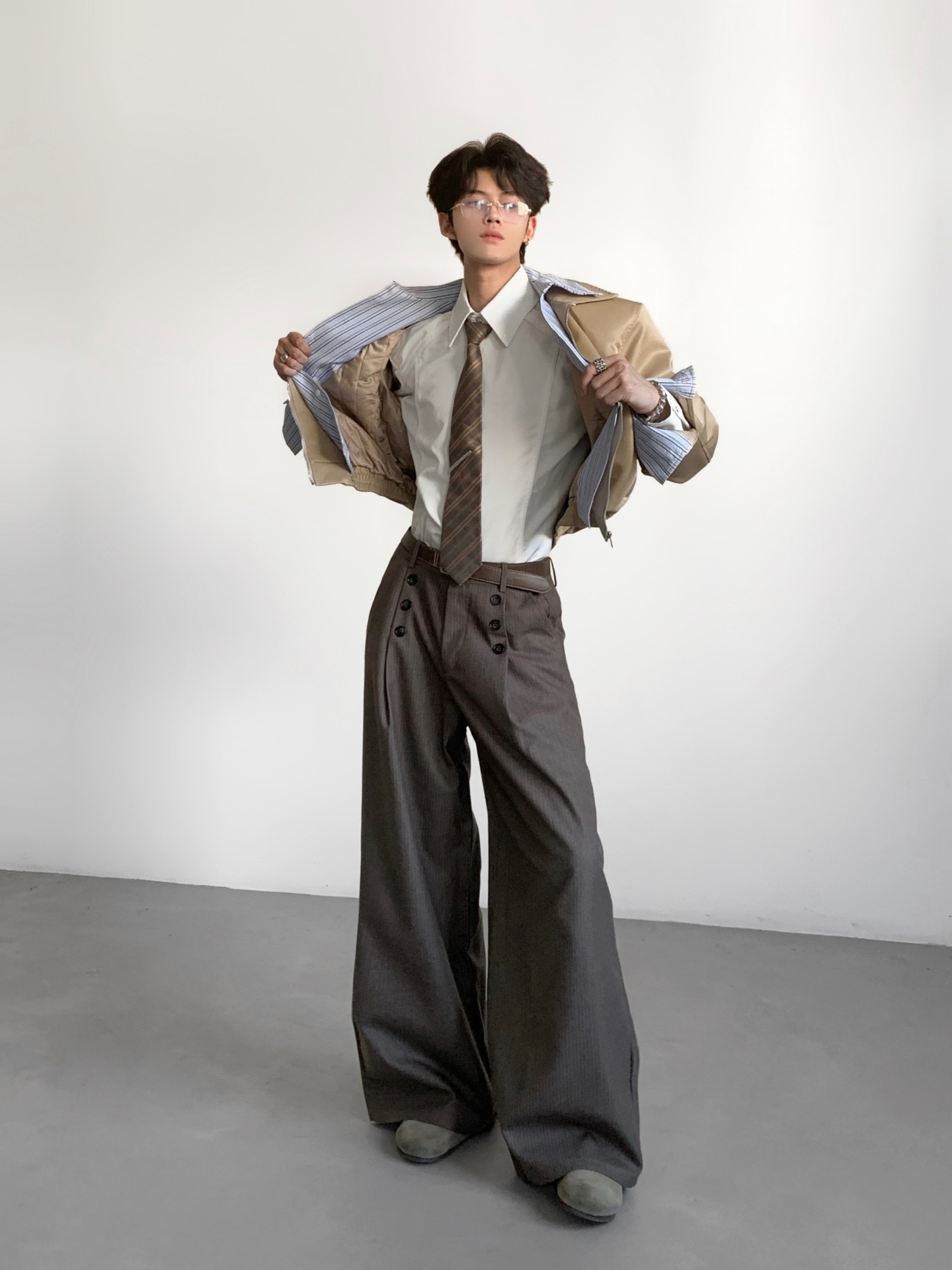 Tailored Trouser Wide - Ace Tailors Heren Casual Gestreepte Pakbroek,