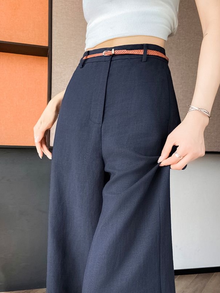 Tailored Trouser Wide - Hoge taille, smal gesneden linnen-katoenen wijde