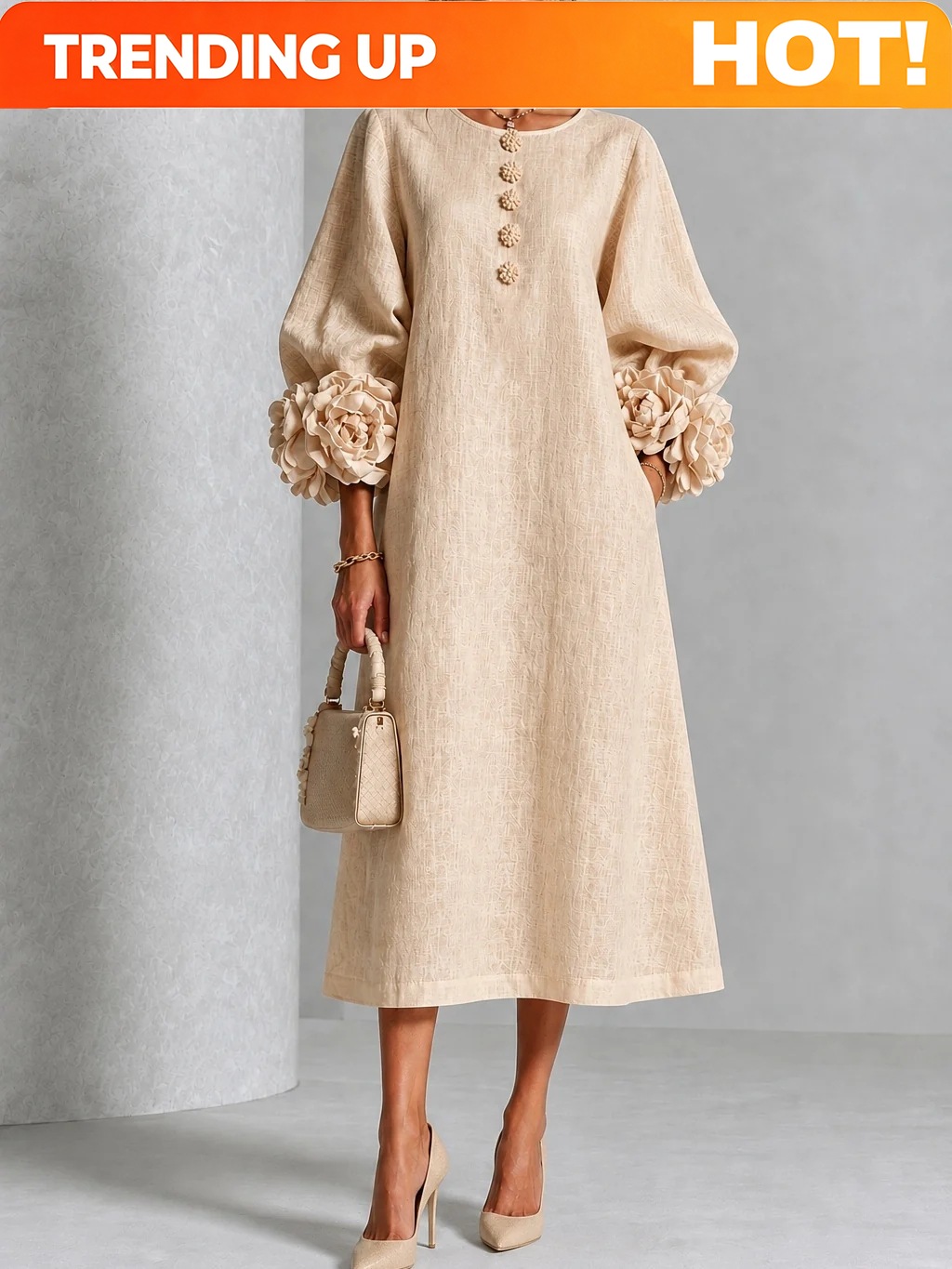Midi Dress - Elegante dames linnen midi jurk met