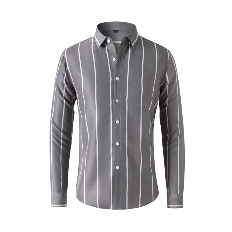 Formal Dress - Heren gestreept overhemd met lange mouwen,
