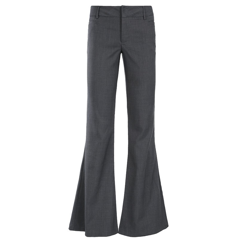 Tailored Trouser Wide - Grijze lange broek met micro flare