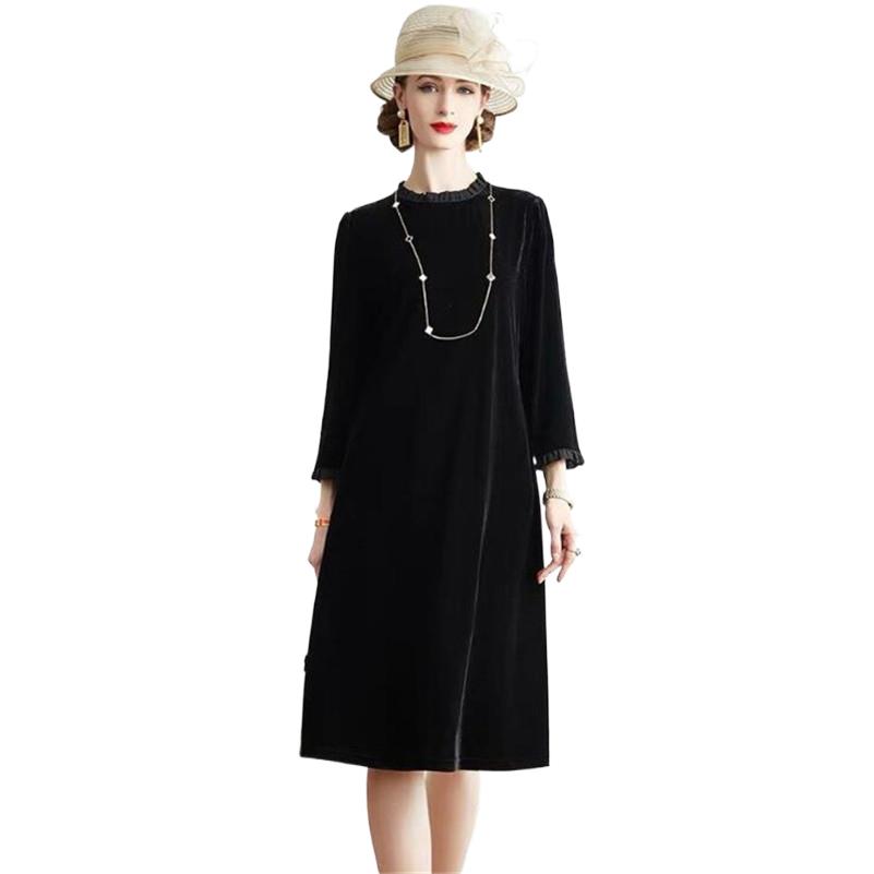 Midi Dress - Nieuwe lente 2026 dames A-lijn fluwelen