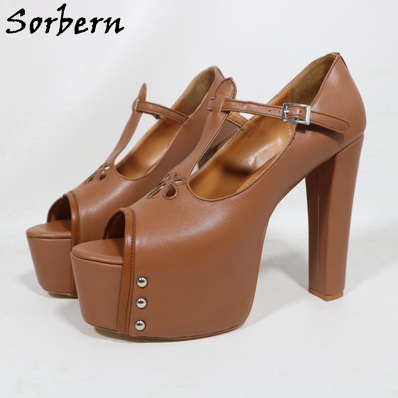 Pump Heel Block - Sorbern bruin mat dames pomp schoenen