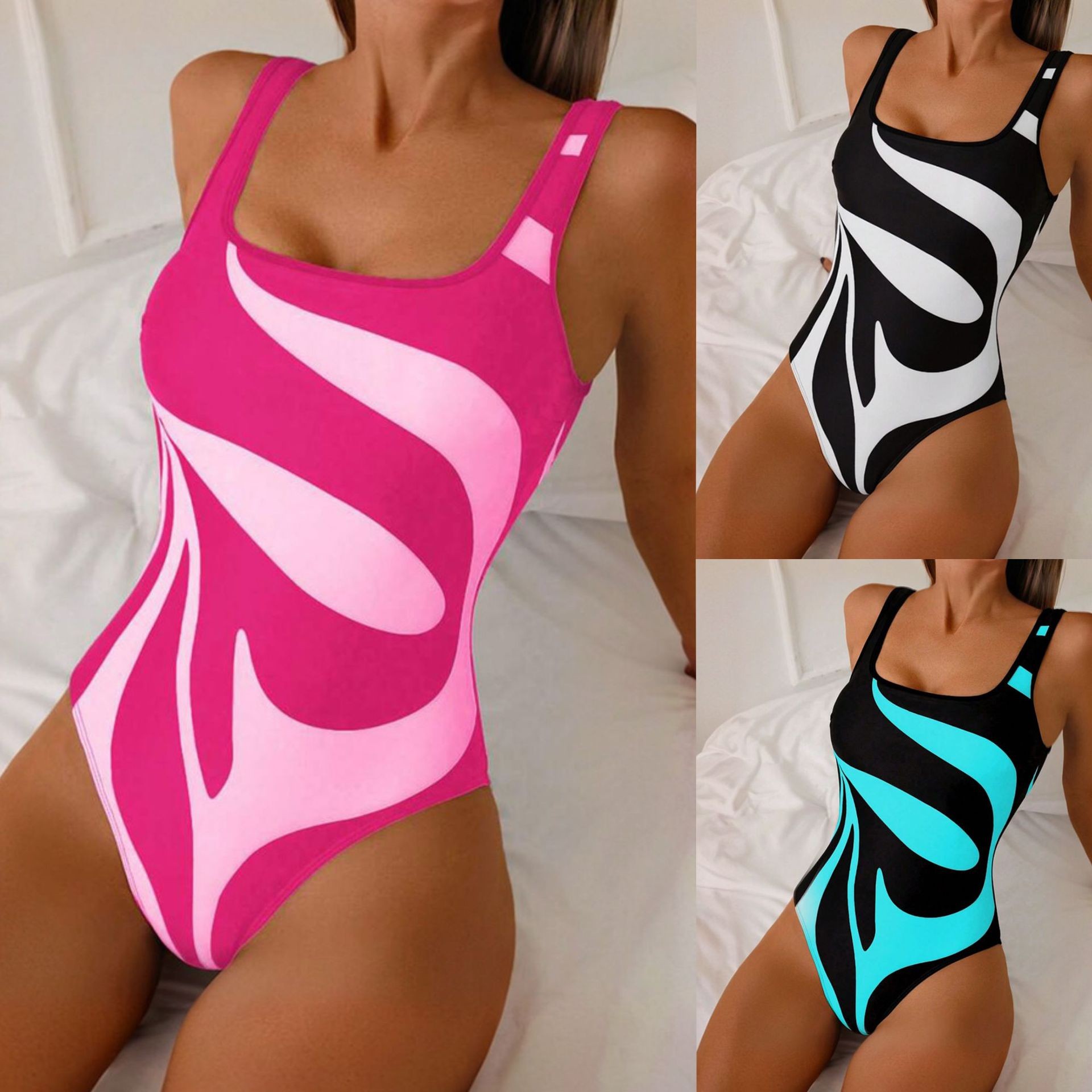 Womens Suit - Vrouwelijke tankini met abstracte print, bikini