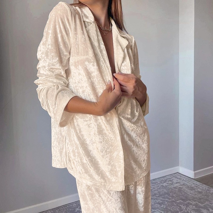 Womens Blazer - Lounge Pyjama Nachtkleding Fluwelen Blazer Stijl