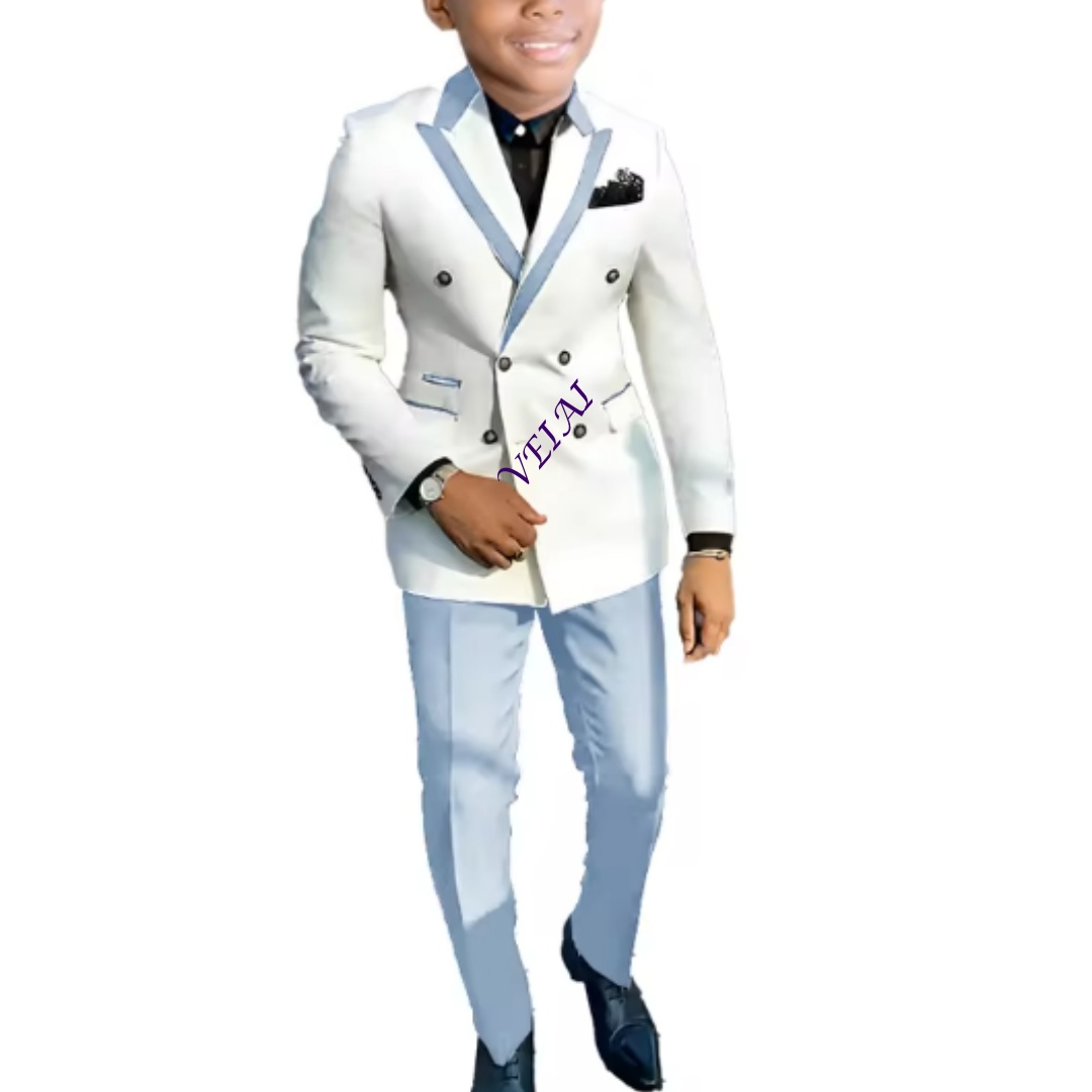Formal Dress - Kinderbruiloftoutfit: jas, broek, vest, feestjurk, shawlkraag,