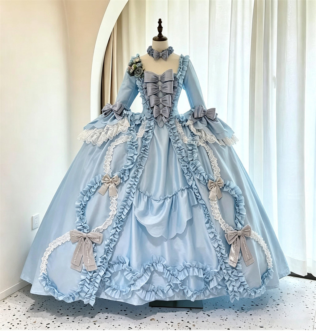 18e-eeuwse rococo blauwe Frans - Evening Gown recensie en prijs