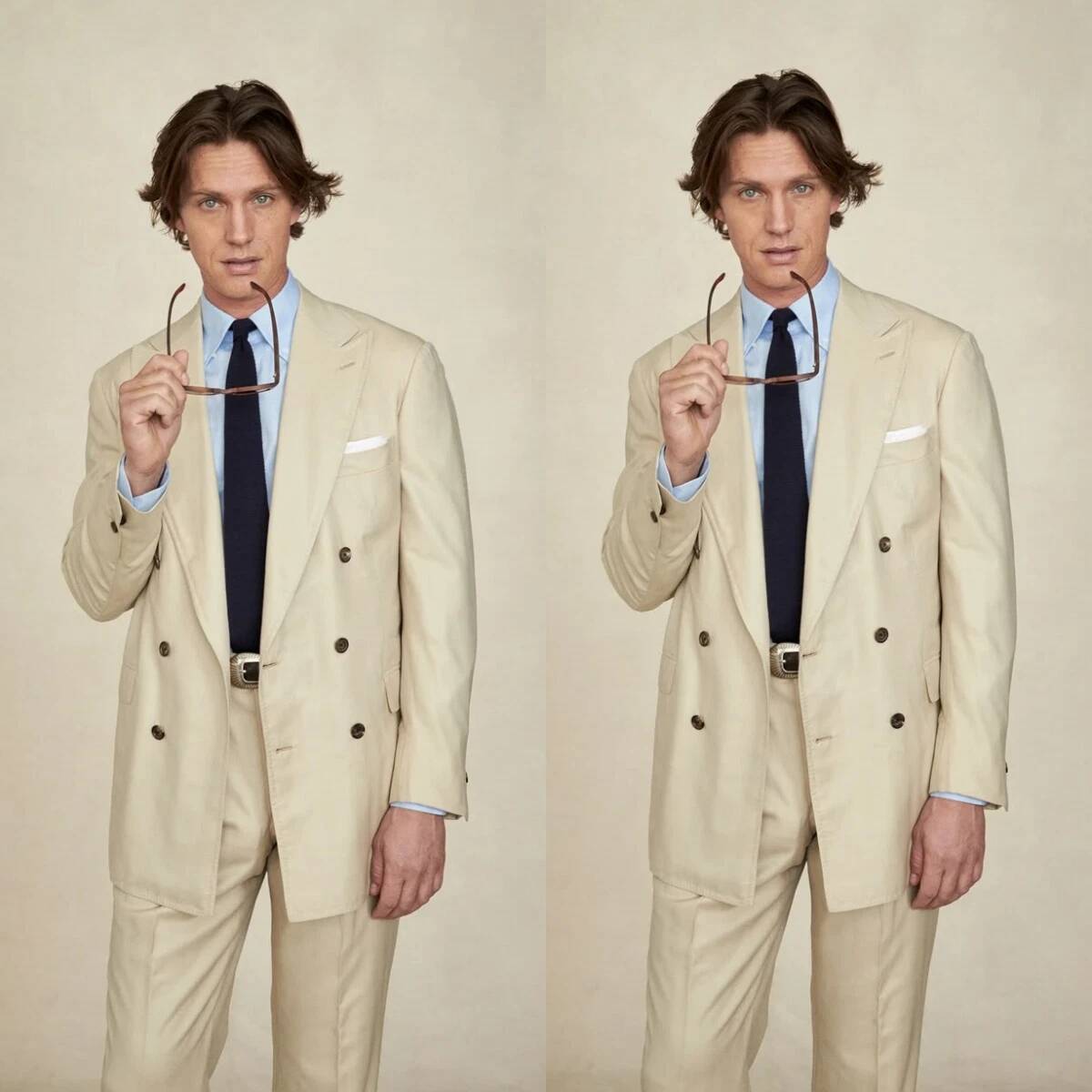Beige brede revers dubbelgekno - Tailored Trouser Wide recensie en prijs