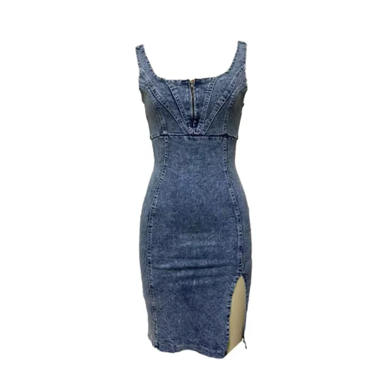 Vintage Slim Fit Denim Wrap Hi - Midi Dress recensie en prijs