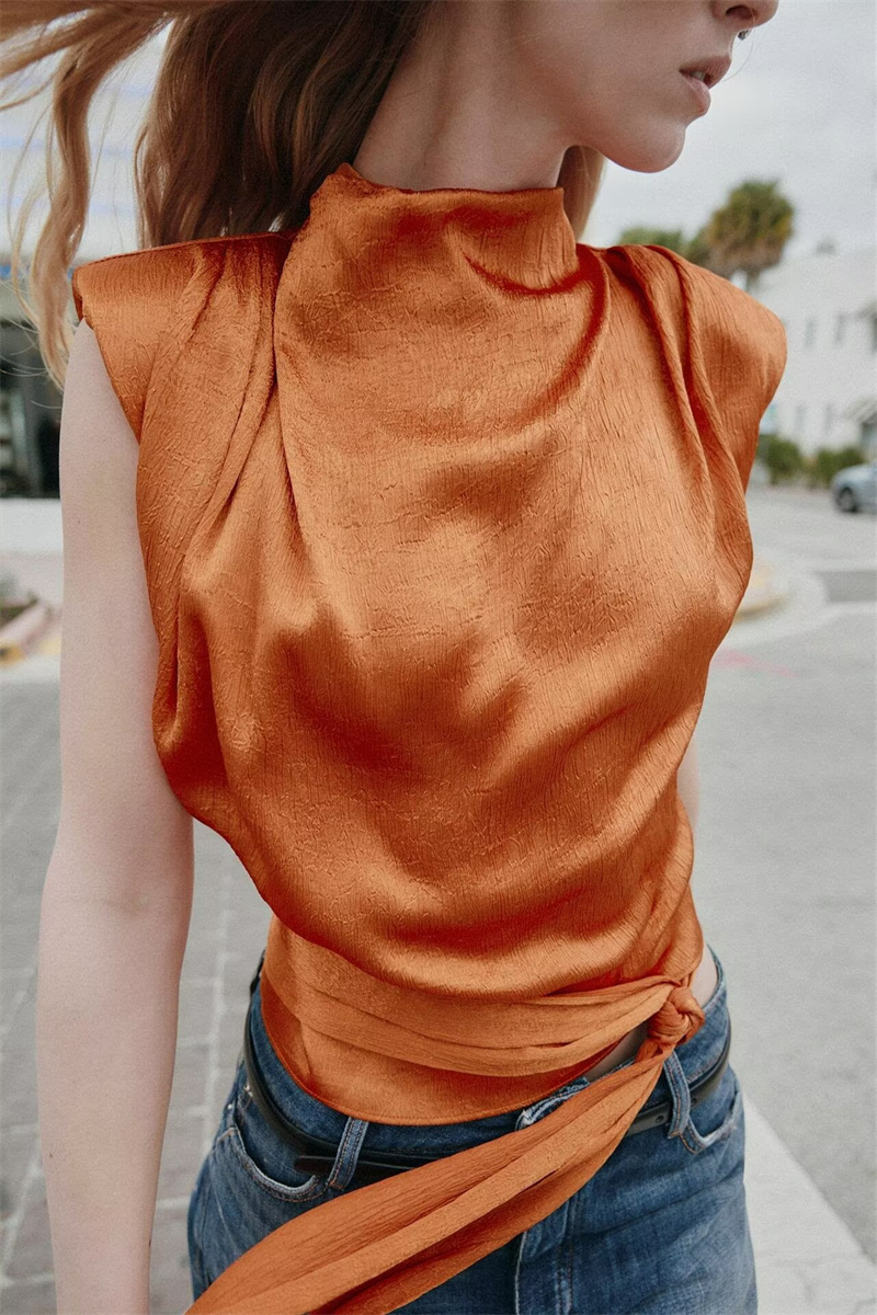 Satijnen mouwloze crop top met - Silk Blouse recensie en prijs