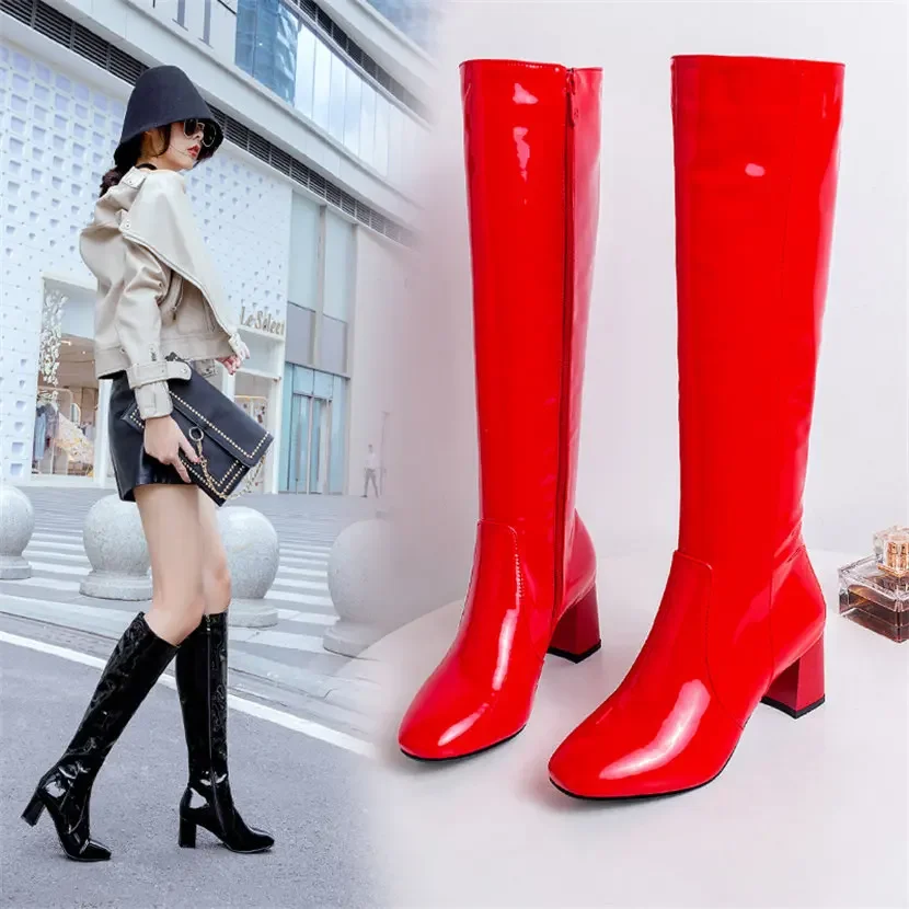 Rood Wit Lakleer Vrouwen Knie  - Women'S Red Formal Wear recensie en prijs