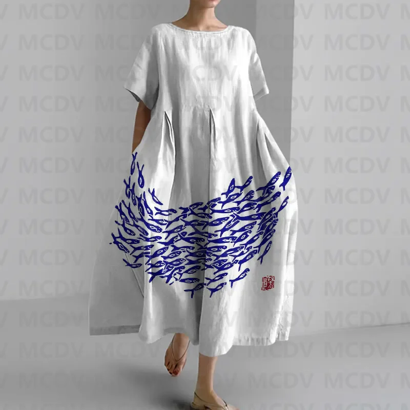 Japanse vintage viskunstprint  - Midi Dress recensie en prijs