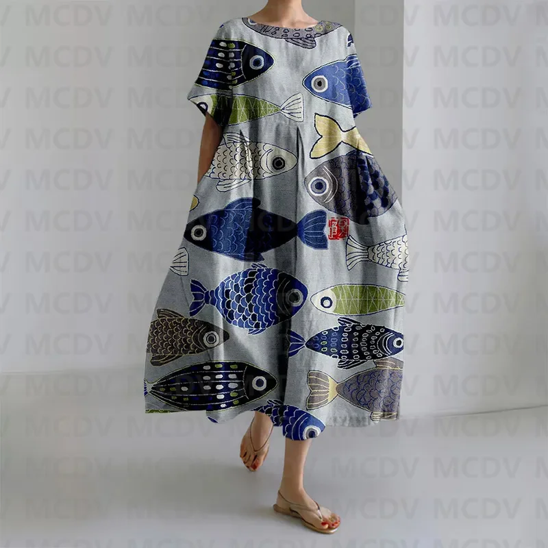 Japanse vintage viskunstprint  - Midi Dress recensie en prijs