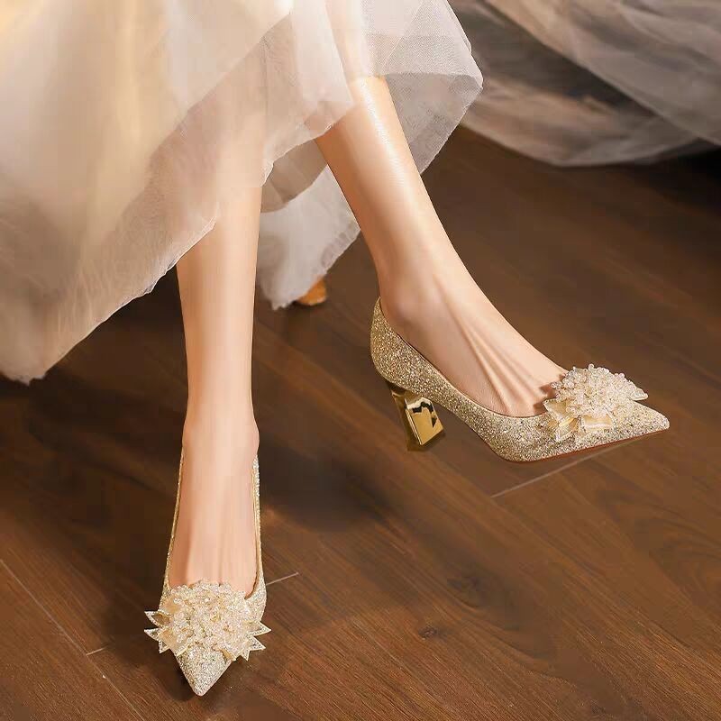 Strass bloem blokhak enkele sc - Pump Heel Block recensie en prijs