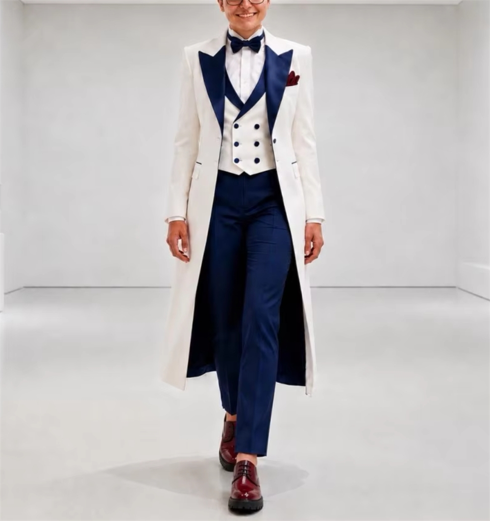 Marineblauw-wit damespak, eleg - Womens Blazer recensie en prijs